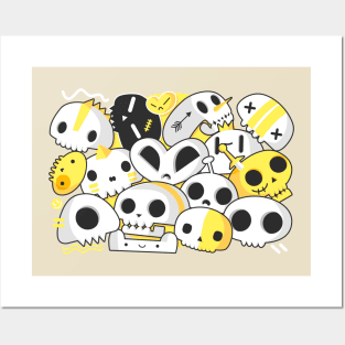 Skull Doodle GOLD Posters and Art